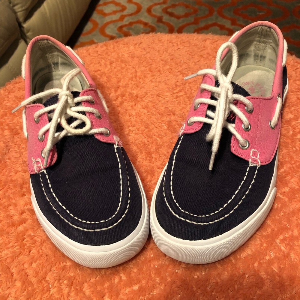 SOLD! Polo Ralph Lauren Lilia Boat Shoe Pink/Blue - Picture 6 of 8